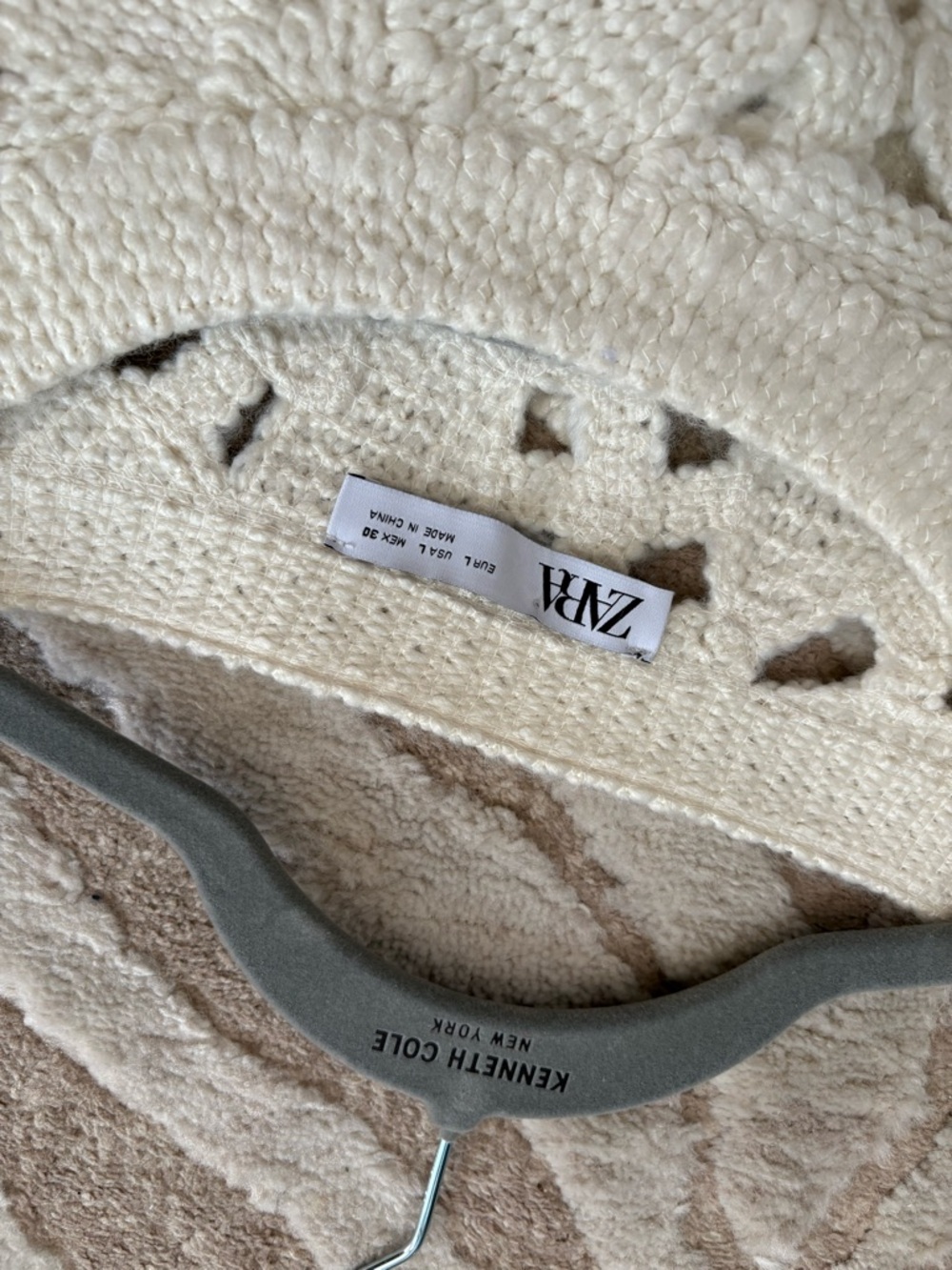 ZARA Cream Openwork Crochet Sweater